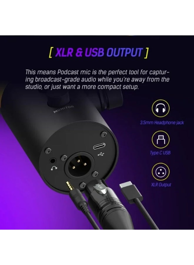 مجموعة ميكروفون الألعاب الديناميكي الاحترافي ZFSZ NV7 RGB بمنفذي XLR و USB-C، ذراع بوم، وحامل مضاد للصدمات - Image 5