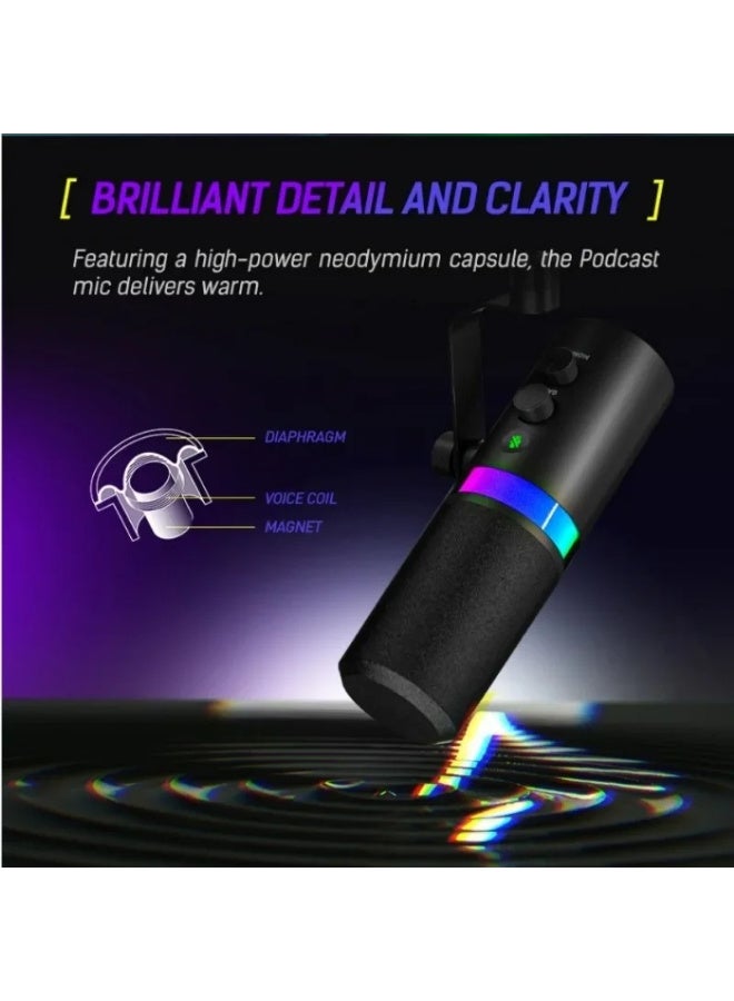 مجموعة ميكروفون الألعاب الديناميكي الاحترافي ZFSZ NV7 RGB بمنفذي XLR و USB-C، ذراع بوم، وحامل مضاد للصدمات - Image 4