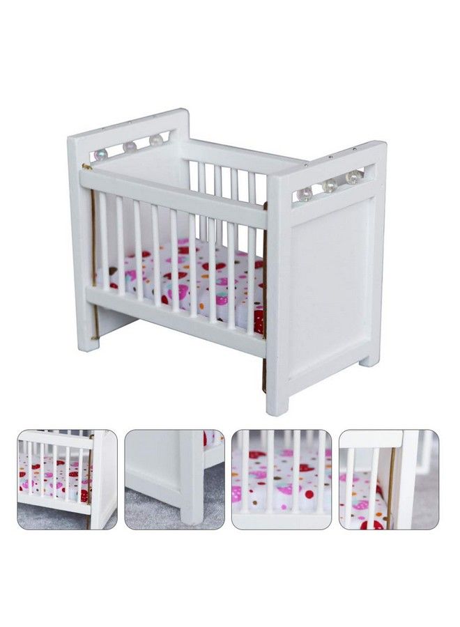 NUOBESTY أثاث منزل الدمى مصغر مهد مصغر زينة دمى سرير أطفال مصغر سرير مهدي لمجموعة حفلات منزل الدمى المصغر - Image 5