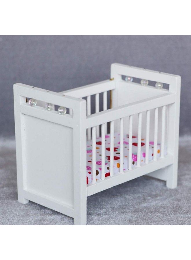 NUOBESTY أثاث منزل الدمى مصغر مهد مصغر زينة دمى سرير أطفال مصغر سرير مهدي لمجموعة حفلات منزل الدمى المصغر - Image 4