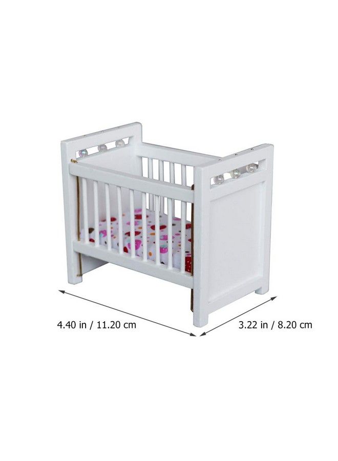 NUOBESTY أثاث منزل الدمى مصغر مهد مصغر زينة دمى سرير أطفال مصغر سرير مهدي لمجموعة حفلات منزل الدمى المصغر - Image 3