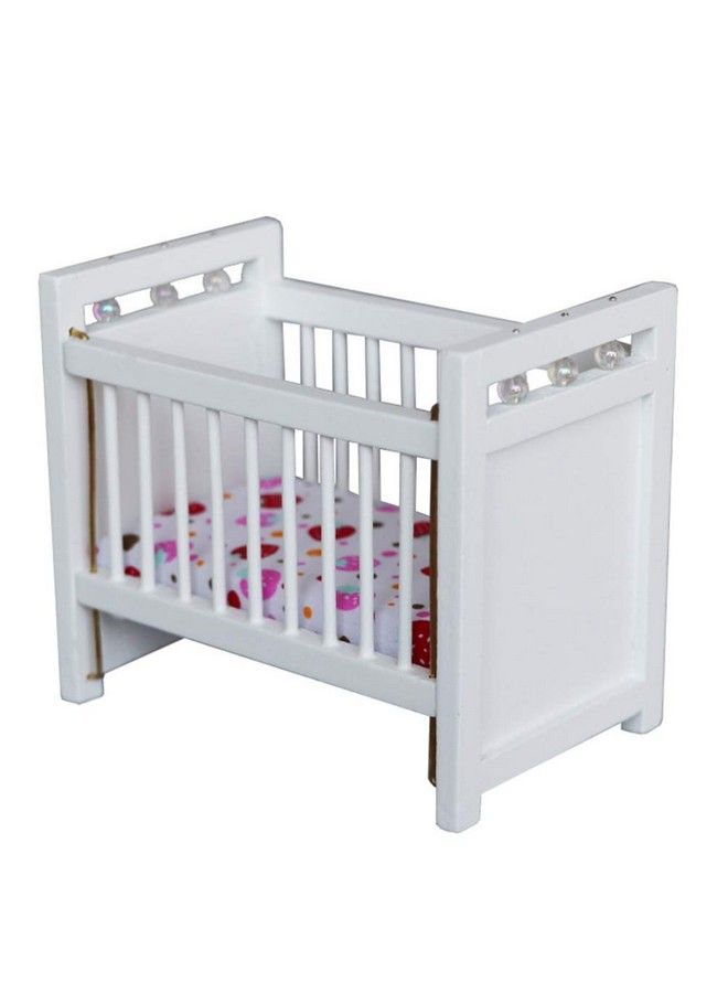 NUOBESTY أثاث منزل الدمى مصغر مهد مصغر زينة دمى سرير أطفال مصغر سرير مهدي لمجموعة حفلات منزل الدمى المصغر - Image 2