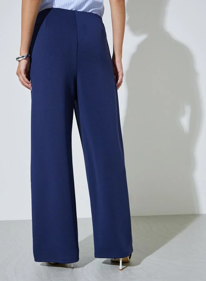 Styli Navy Blue Navy Blue Super Stretch Scuba Pants for Women | Best Price UAE