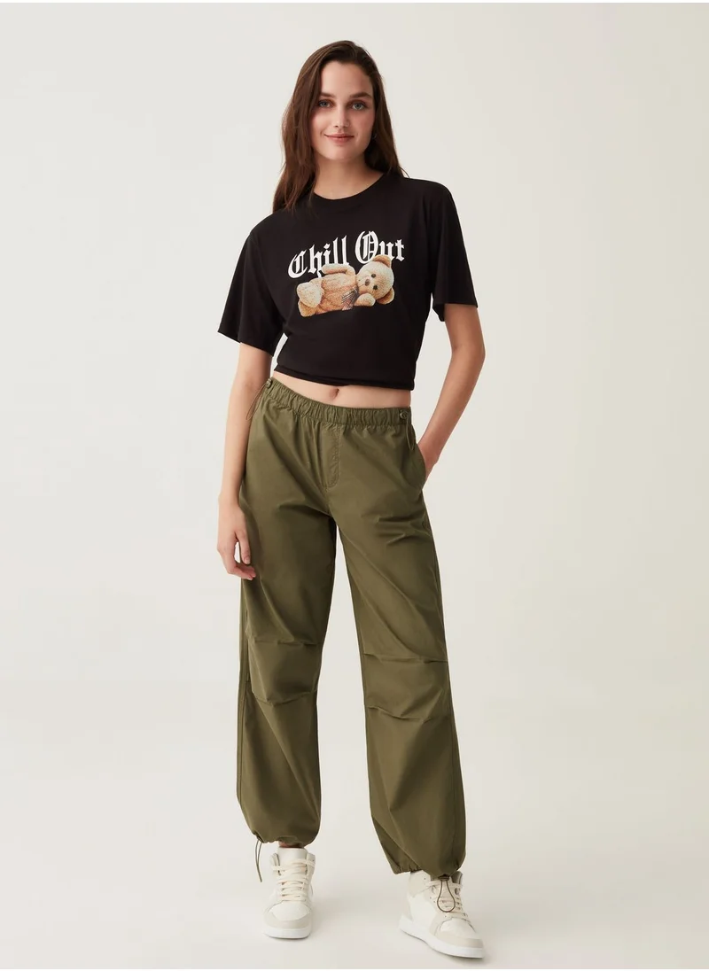 او في اس OVS Cotton Parachute Trousers