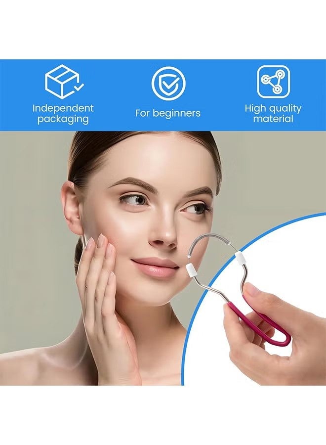 واي جيه مزيل شعر الوجه اليدوي بالزنبرك 2 قطعة مع مقبض، مزيل شعر للوجه محمول، أداة إزالة شعر لطيفة للنساء والرجال (أزرق، وردي) - Image 4