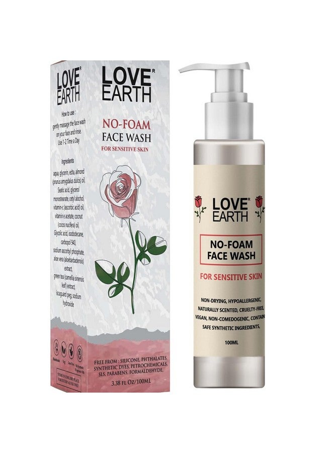 Love Earth No Foam Face Wash for Normal to Sensitive Skin | Soap Free, Non-Irritating, Skin Hydrating | Gentle Skin Cleanser 100ML - Image 1
