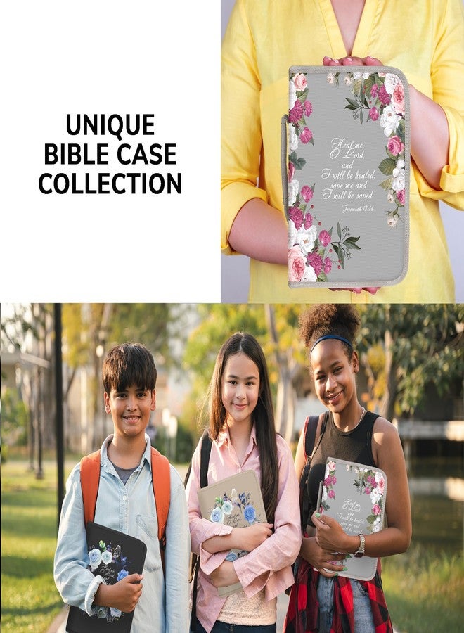 DEHITE Bible Cover Case for Women - Premium Fabric Bible Cases for Girls - Carrying Bag for Woman - Pen Slots - Zippered Pocket - Floral Accessories Christian Gifts - Large Holder - Image 5