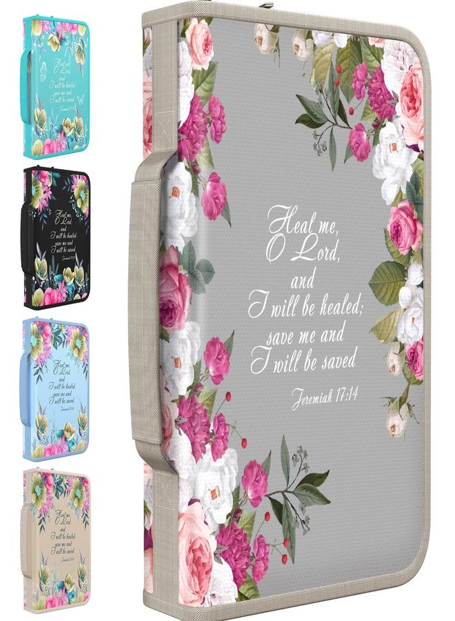 DEHITE Bible Cover Case for Women - Premium Fabric Bible Cases for Girls - Carrying Bag for Woman - Pen Slots - Zippered Pocket - Floral Accessories Christian Gifts - Large Holder - Image 1
