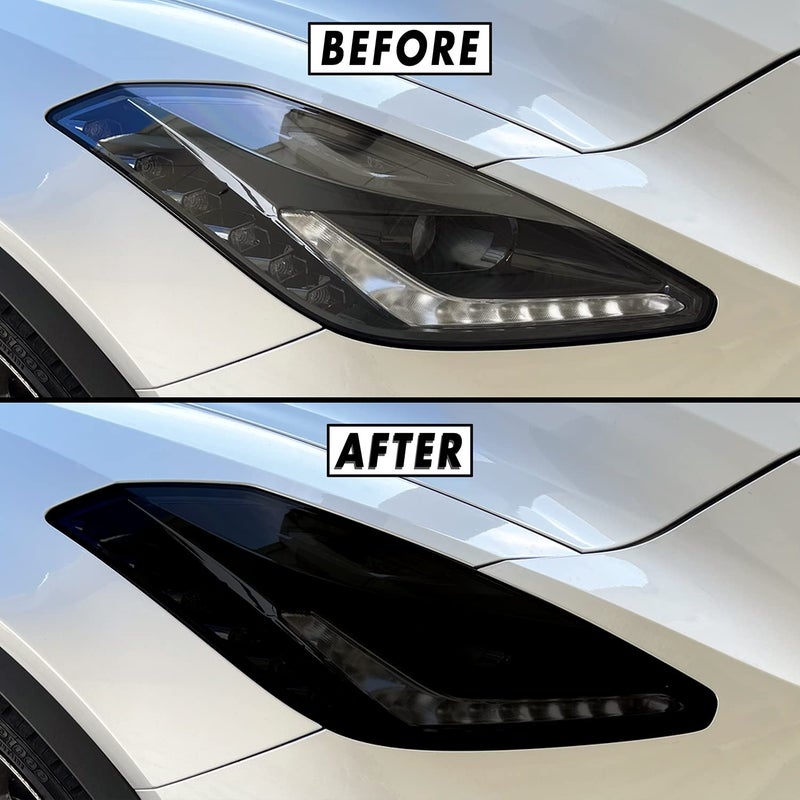SlickMod PreCut Vinyl Smoke Tint for 20142019 Chevy Corvette C7 Headlight 1 Headlight 20 Dark Smoke