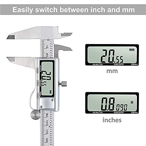 Louisware Digital Caliper, Caliper Measuring Tool with Stainless Steel, Electronic Micrometer Caliper with Large LCD Screen, Auto-Off Feature, Inch and Millimeter Conversion (6 Inch/150 mm) - Image 3