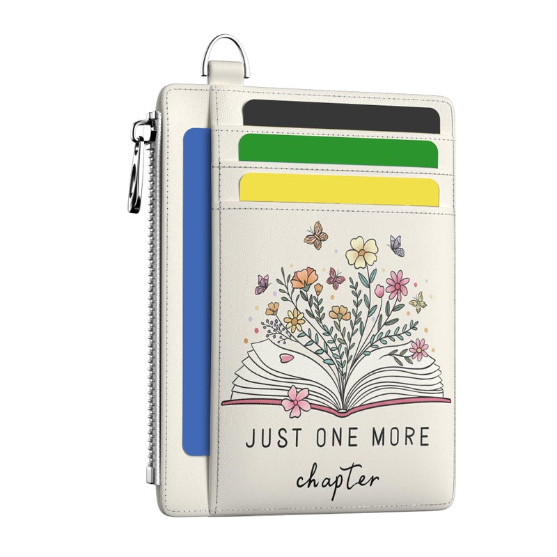 Hancynir Book Lover Floral Flower Slim Wallet Women Credit Card Holder Cute RFID Blocking Small Card Wallets Mini Front Pocket PU Leather Thin Travel Zipper Coin Cash Ladies Female Wallet Gifts - Image 1
