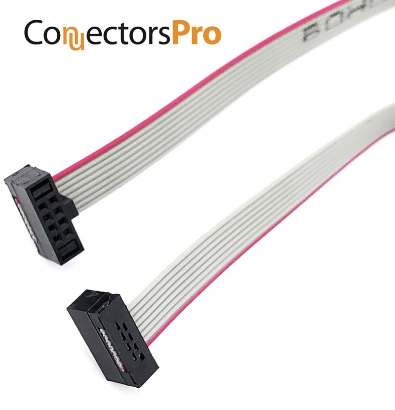 Connectors Pro 2-Pack 25cm 10 Inches 1.27mm 0.05" 8P 2x4 F/F Mini Female to Female IDC Connector 0.635mm 0.25" Pitch 8 Conductors 8 Wires SWD Flat Ribbon Cable - Image 2