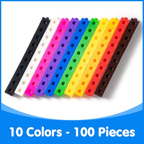 Odoorgames 100 Pcs Math Linking Cubes with 384 Cartoon Stickers – Essential Counting Cubes for Kids Math Learning and Fun Activities - Image 4