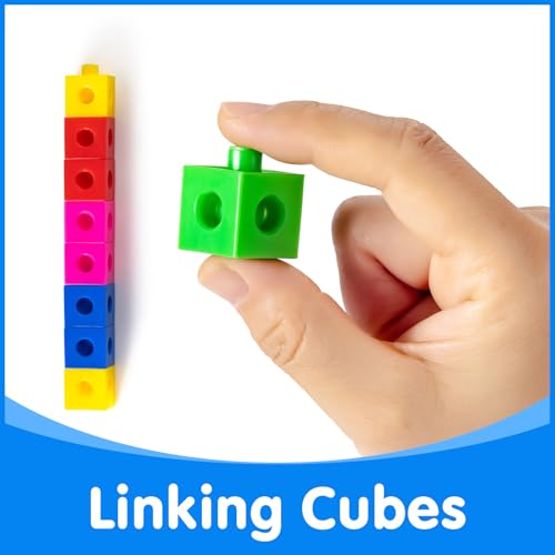 Odoorgames 100 Pcs Math Linking Cubes with 384 Cartoon Stickers – Essential Counting Cubes for Kids Math Learning and Fun Activities - Image 3