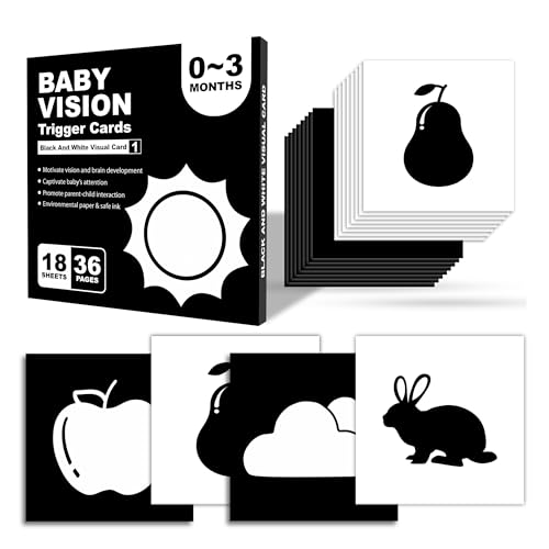 Lefan New Born Baby Essentials: High Contrast Black and White Vision Flash Cards 18 Cards, 36 Pages, Ideal Toys for 6 to 12 Months, for 12-36 Month (Baby Vision Cards 0-3) - Image 1