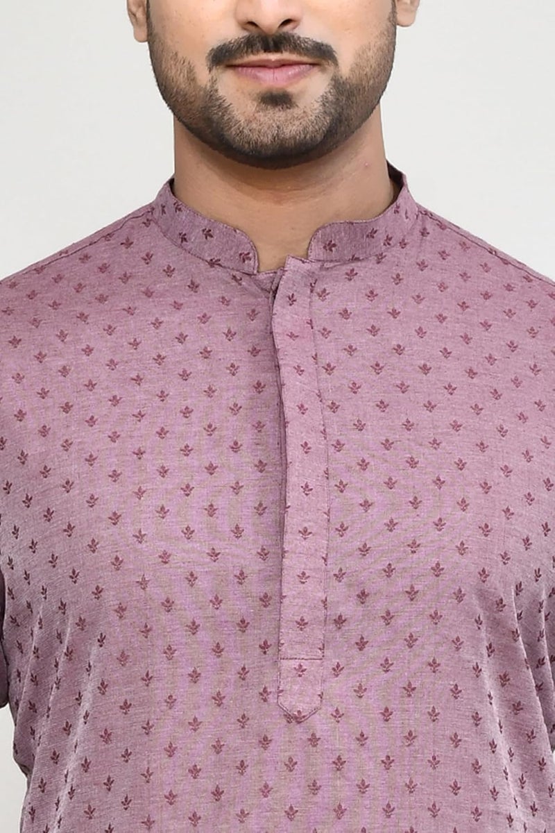 Polyfab Hathkargha Men's Art Silk Designer Printed Kurta with Mandarin Collar and Full Sleeves - Image 5