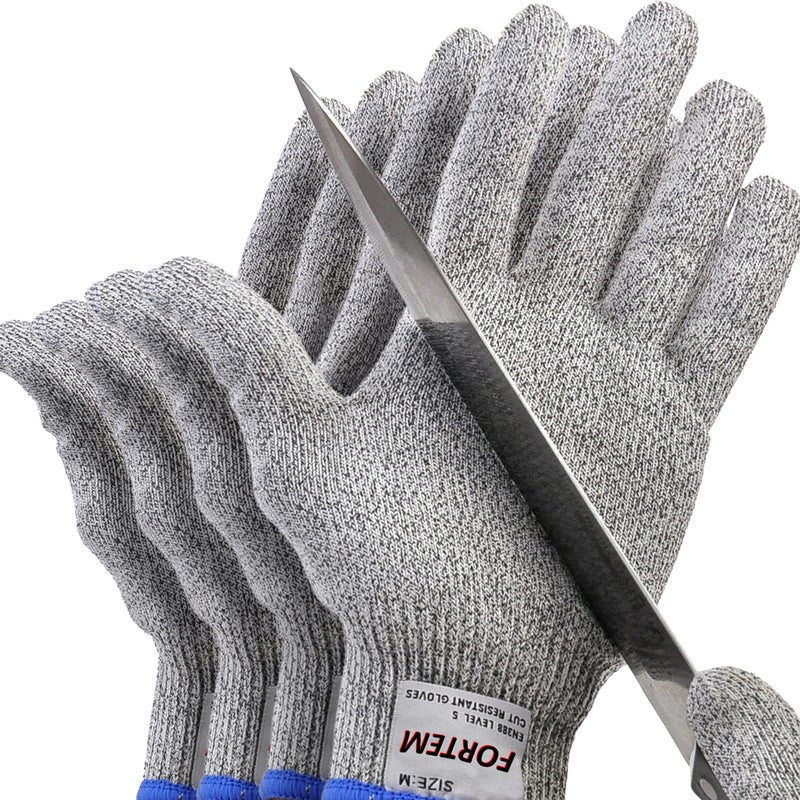 FORTEM Cut Resistant Gloves 4x Level 5 Protection Cutting Gloves For Oyster Shucking Kitchen Work Food Grade EN388 Certified Extra Large
