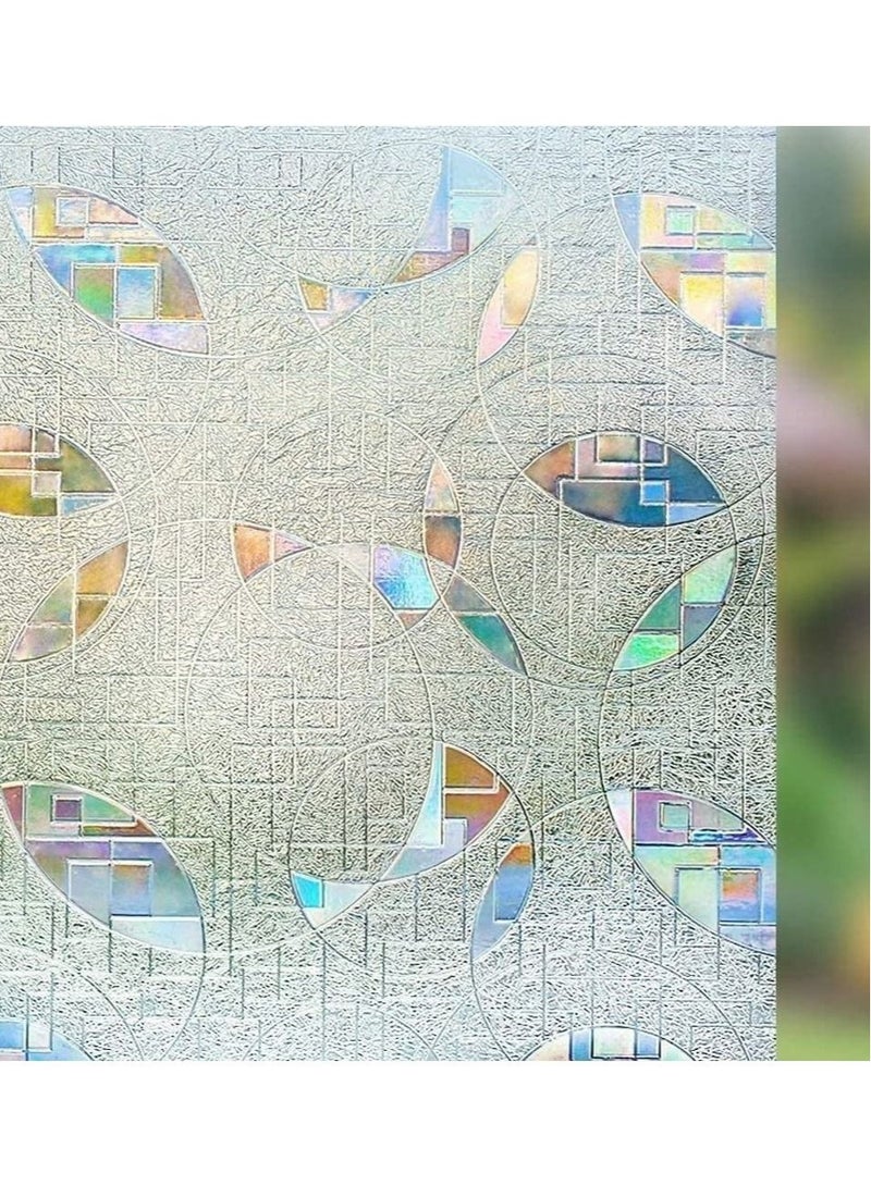 Captaintech Privacy Window Film Self-Adhesive Static Clings 3D Decorative Rainbow Stickers Removable Glass Vinyl Anti-UV Covering for Home Office 45*200cm - Image 1