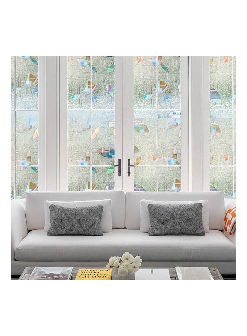 Captaintech Privacy Window Film Self-Adhesive Static Clings 3D Decorative Rainbow Stickers Removable Glass Vinyl Anti-UV Covering for Home Office 45*200cm - Image 2