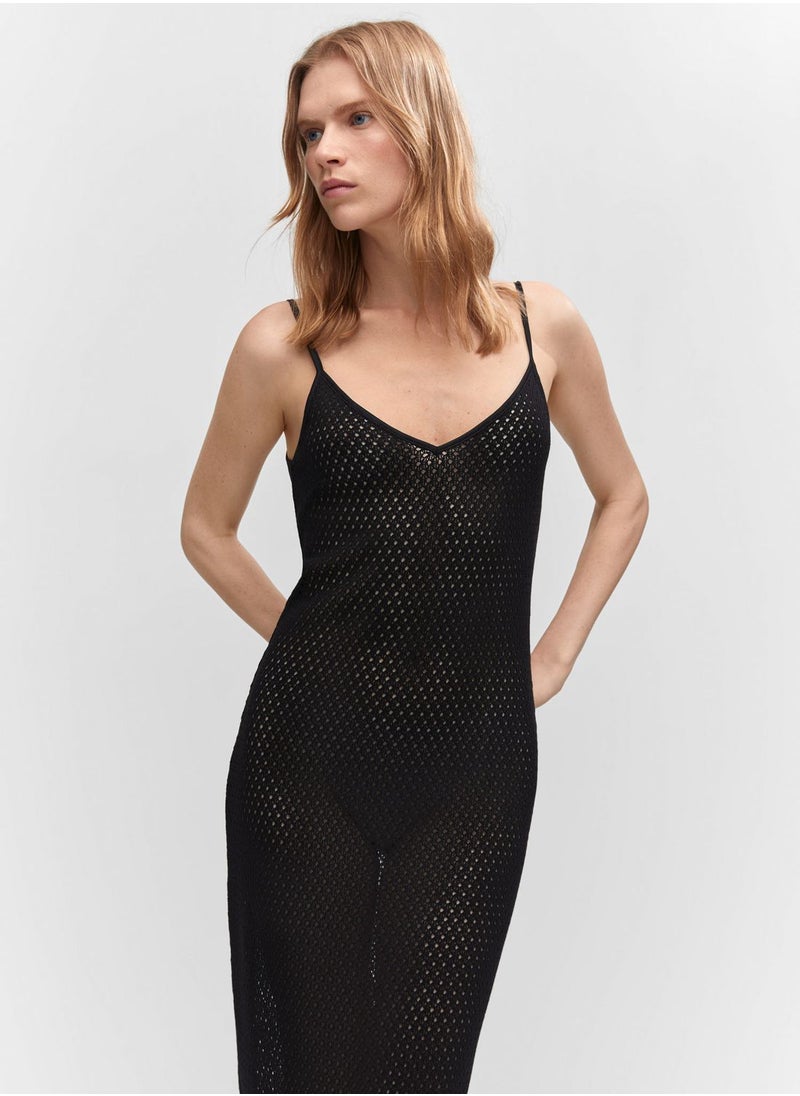 MANGO - Strappy Openwork Detail Dress - Image 1