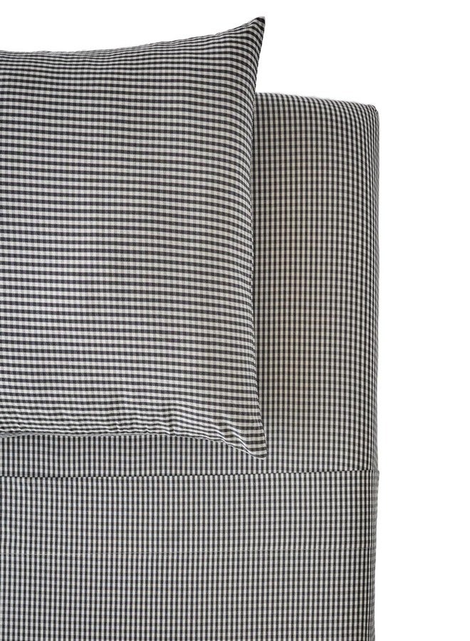 PEHR Gingham Kids Bedding Sheet Set, Indigo (Twin) | 100% Organic Cotton & Extra-Soft | Stone-Washed Fabric | Fitted Sheet with Elastic Seam | Includes Flat Sheet & Pillowcase | Reusable Tote Bag - Image 1
