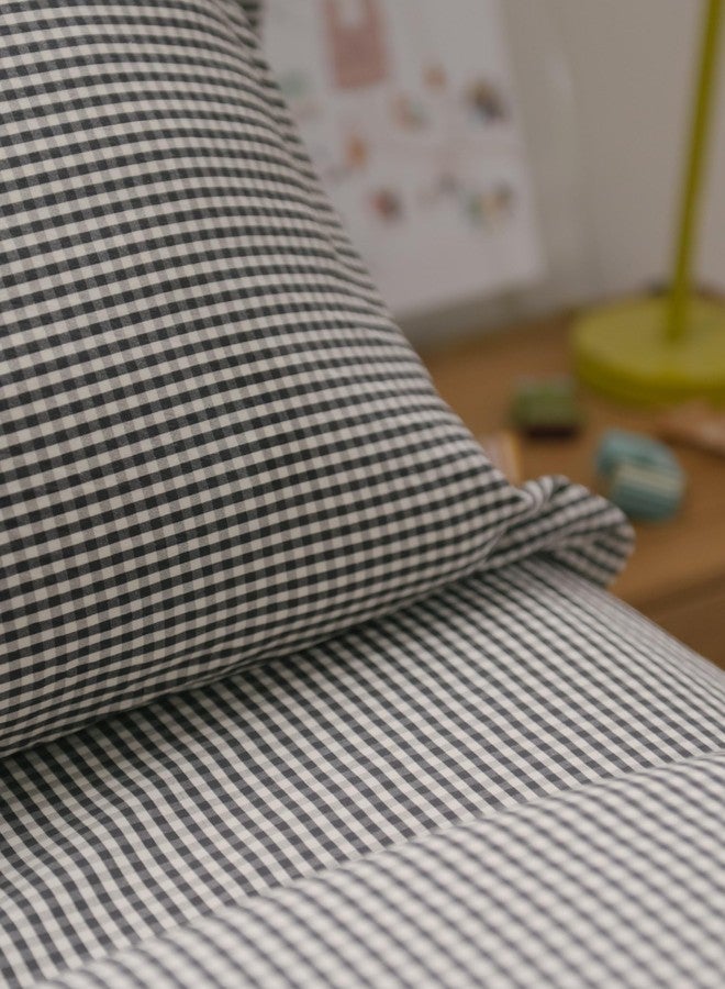 PEHR Gingham Kids Bedding Sheet Set, Indigo (Twin) | 100% Organic Cotton & Extra-Soft | Stone-Washed Fabric | Fitted Sheet with Elastic Seam | Includes Flat Sheet & Pillowcase | Reusable Tote Bag - Image 5