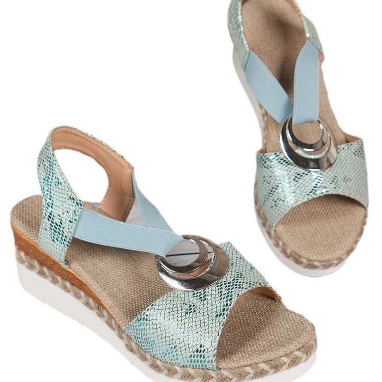 Hemp Rope New Bohemian Thick Sole Metal Buckle Leg Sandals Fish-Mouth Sandals For Summer - Image 5