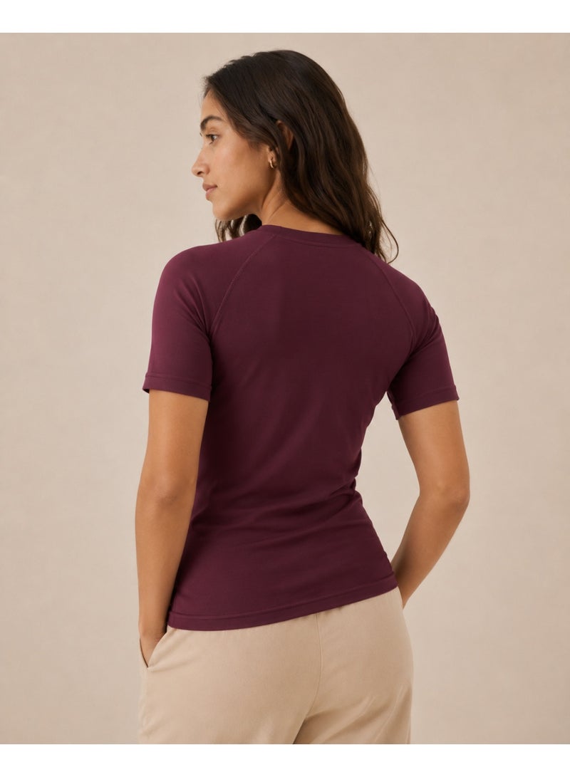 asBERYL Activewear Compression T-Shirt Raglan Sleeves Unisex Tee, Maroon Red - Image 3