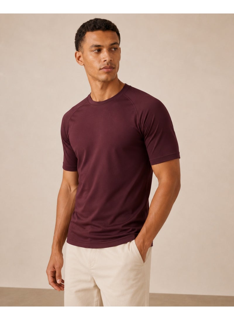 asBERYL Activewear Compression T-Shirt Raglan Sleeves Unisex Tee, Maroon Red - Image 2