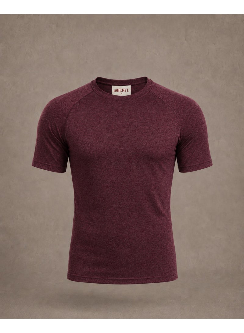 asBERYL Activewear Compression T-Shirt Raglan Sleeves Unisex Tee, Maroon Red - Image 5