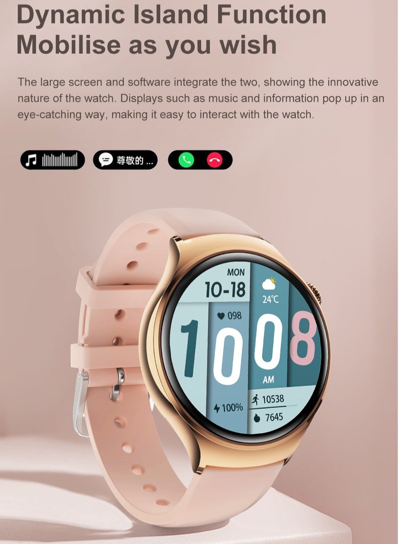 AROAQ M11 Smart Watch For Women, Elegant Design HD Bluetooth Call Smart Wrist Watch, NFC Voice Assistant Fitness Watch with Sleep Monitoring Blood Pressure Body Temperature Call Recorder, (Pink)  - Image 2