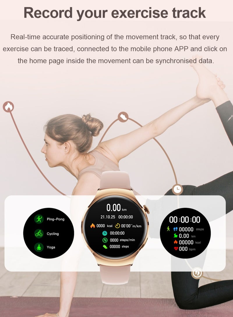 AROAQ M11 Smart Watch For Women, Elegant Design HD Bluetooth Call Smart Wrist Watch, NFC Voice Assistant Fitness Watch with Sleep Monitoring Blood Pressure Body Temperature Call Recorder, (Pink)  - Image 3