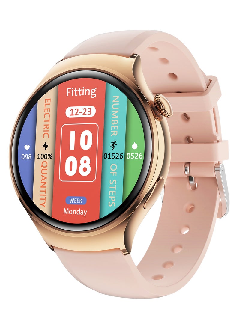 AROAQ M11 Smart Watch For Women, Elegant Design HD Bluetooth Call Smart Wrist Watch, NFC Voice Assistant Fitness Watch with Sleep Monitoring Blood Pressure Body Temperature Call Recorder, (Pink)  - Image 1