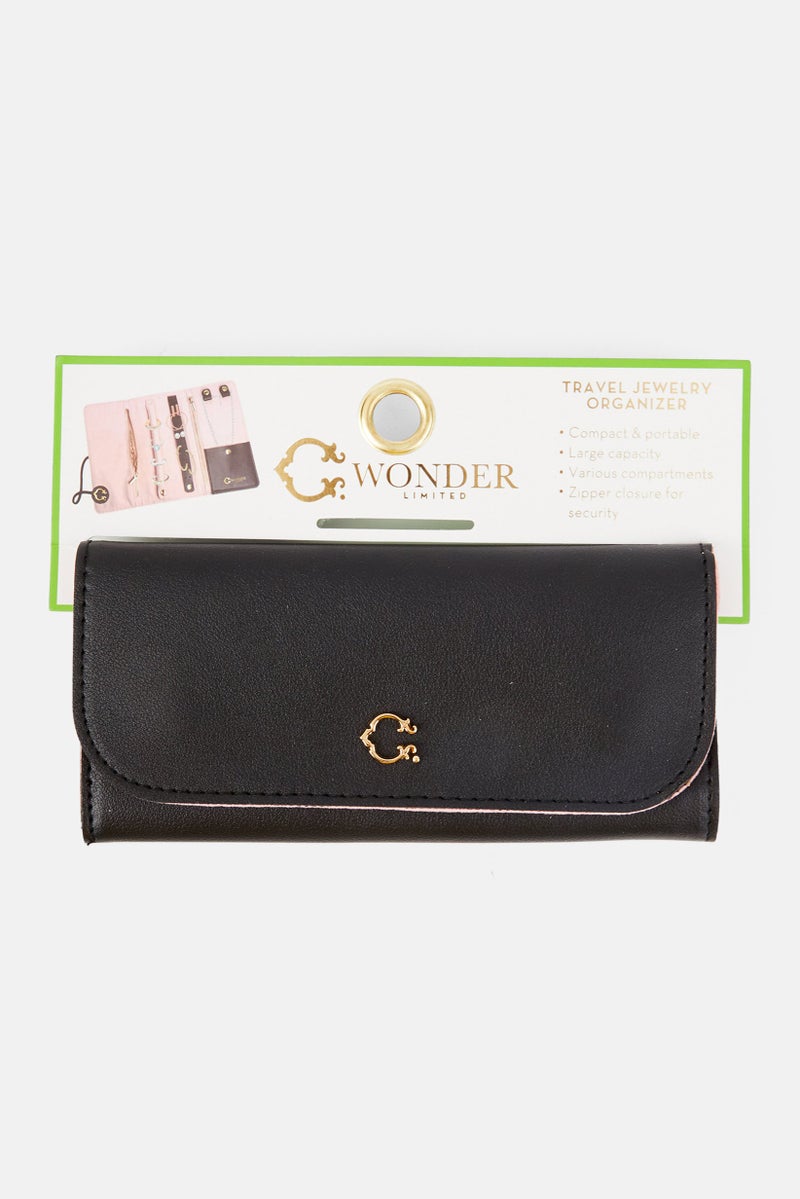 C. Wonder Travel Jewelry Organizer Pouch 18 L x 9 H x 2W cm , Black/Pink  - Image 1