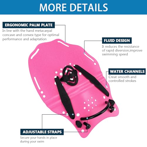 Hikeen Swim Paddle Hand for Adult and Junior, Swim Training Hand Paddles with Adjustable Straps, Swimming Hand Paddles for Training - Image 3