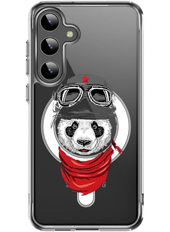 جراب مغناطيسي لهاتف Samsung Galaxy S24 Plus مقاس 6.7 بوصة متوافق مع الشحن اللاسلكي Magsafe غطاء ممتص للصدمات للهاتف، نسخة باندا متعددة الألوان Mcmspngdsgs24Pa491