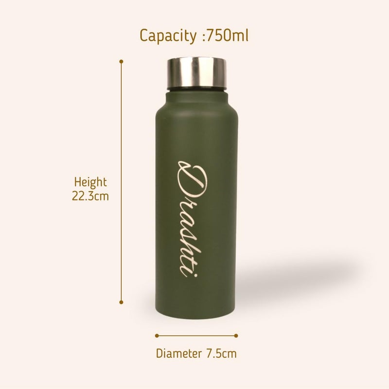 YOUR GIFT STUDIO YOUR GIFT STUDIO Stainless Steel Customized Gifts For Men Birthday Special, Personalized Dairy, Pen & Bottle With Charm Name, Gift Women Birthday, Anniversary, Wedding, (Green, 750 Ml)  - Image 5