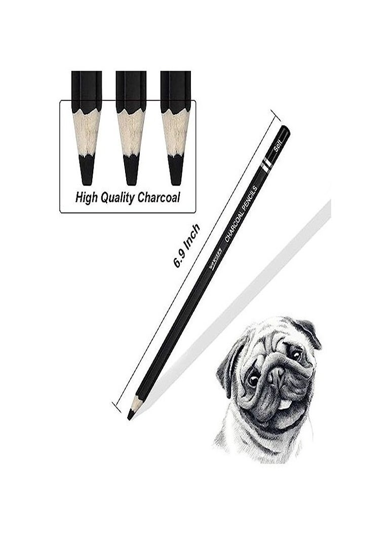 Worison Artist Charcoal Pencils Set - 3 Pieces Soft Medium And Hard Drawing Pencils For Sketching  - Image 4