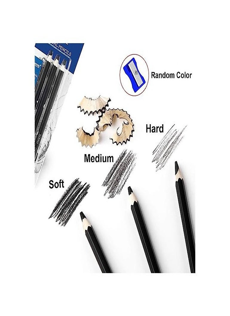 Worison Artist Charcoal Pencils Set - 3 Pieces Soft Medium And Hard Drawing Pencils For Sketching  - Image 3