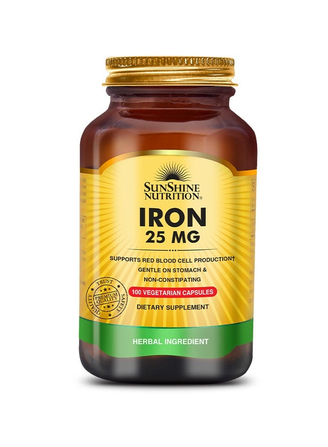 SUNSHINE NUTRITION كبسولات الحديد من صن شاين نيوترشن 25 ملغ 100 حبة