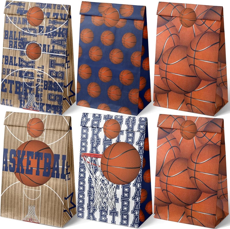 Outego Basketball Party Favor Bags – 24 Pcs Basketball Gift Bags with 5 Designs, Paper Goodie Bags for Sports Theme Birthday Party Decorations and Supplies - Image 1