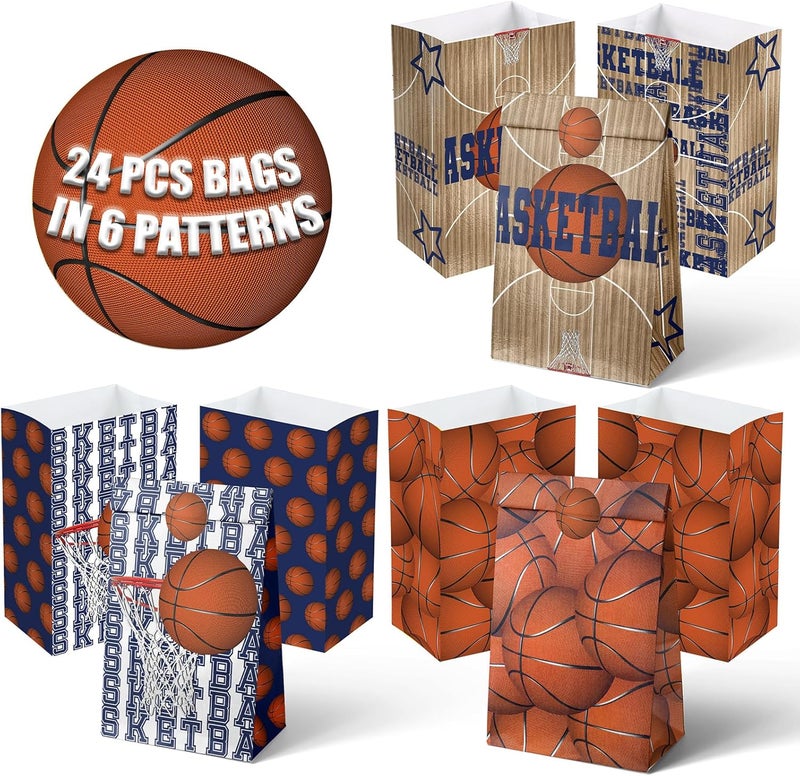 Outego Basketball Party Favor Bags – 24 Pcs Basketball Gift Bags with 5 Designs, Paper Goodie Bags for Sports Theme Birthday Party Decorations and Supplies - Image 4