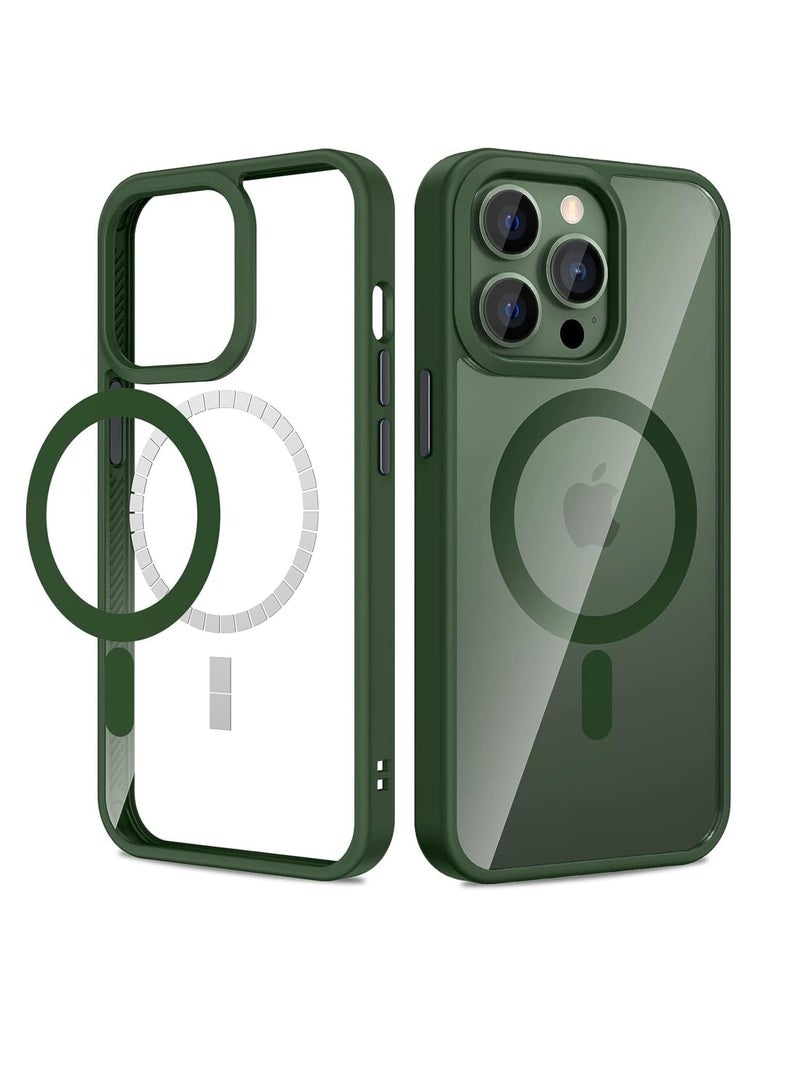 ten.tech Transparent magnetic protection case compatible with MagSafe for iPhone 11 Pro Max English mobile phone, anti-shocks and scratches (dark green) Silicone back cover by Ten Tech  - Image 1