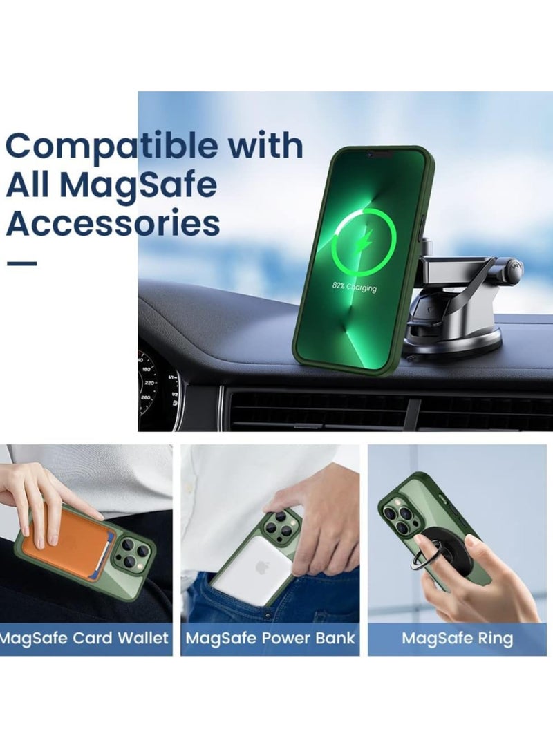 ten.tech Transparent magnetic protection case compatible with MagSafe for iPhone 11 Pro Max English mobile phone, anti-shocks and scratches (dark green) Silicone back cover by Ten Tech  - Image 3