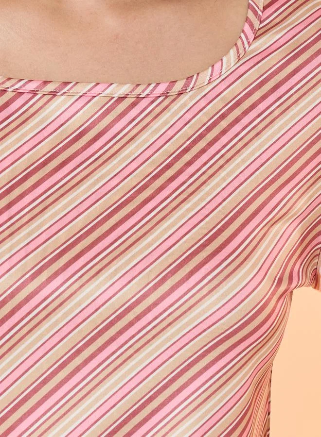 Take Two Striped Round Neck Long Sleeve Knit Top