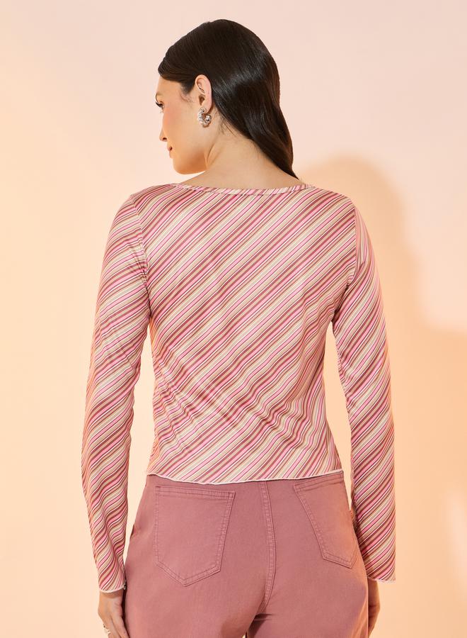 Take Two Striped Round Neck Long Sleeve Knit Top - Image 4
