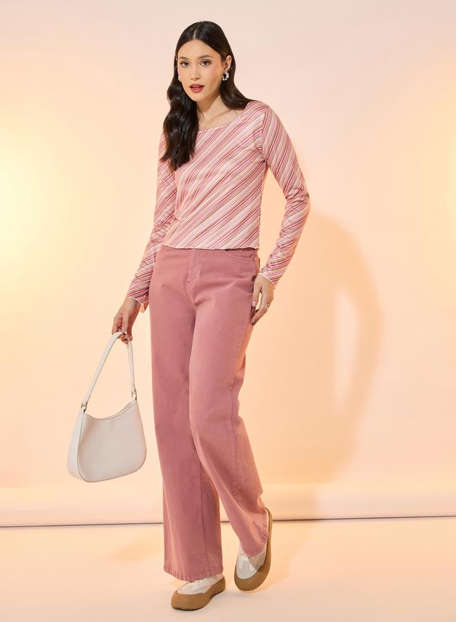 Take Two Striped Round Neck Long Sleeve Knit Top - Image 2