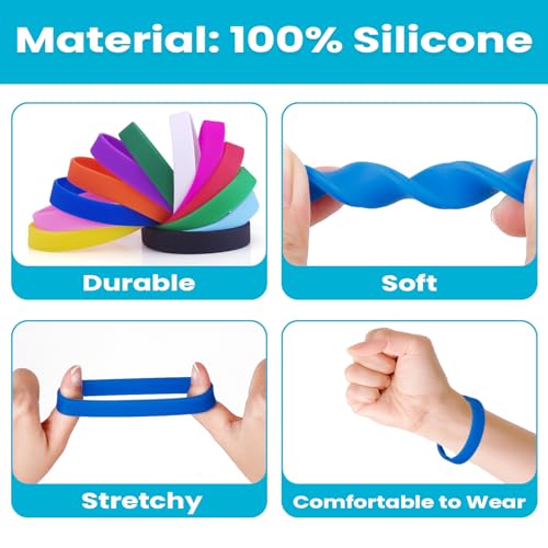 GOGO 12 PCS Adult Rubber Bracelets, Silicone Wristbands, Party Accessories - Black - Image 3