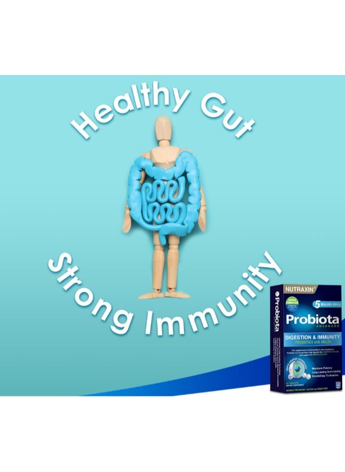 NUTRAXIN - Nutraxin Probiota Advanced 5 Billion Probiotics with Inulin for Digestion and Immunity  60 Tablets - Image 1