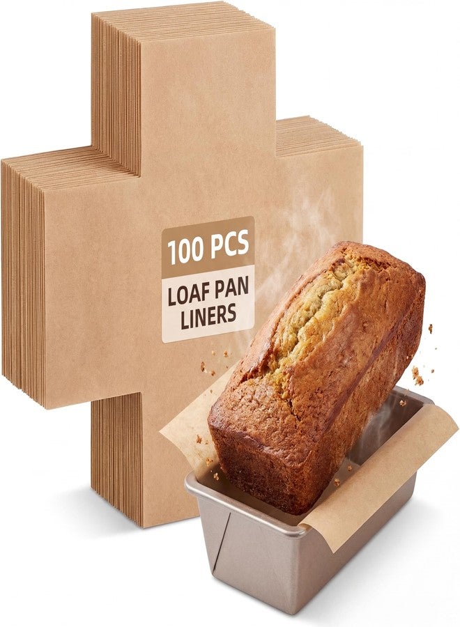 YARNOW 100 Pcs Loaf Pan Liners Parchment Paper, Nonstick Disposable Baking Inserts for 9x5 Pan, Unbleached Bread Mold Sheets for Cake Meatloaf Pastry, Greaseproof Light Brown - Image 1